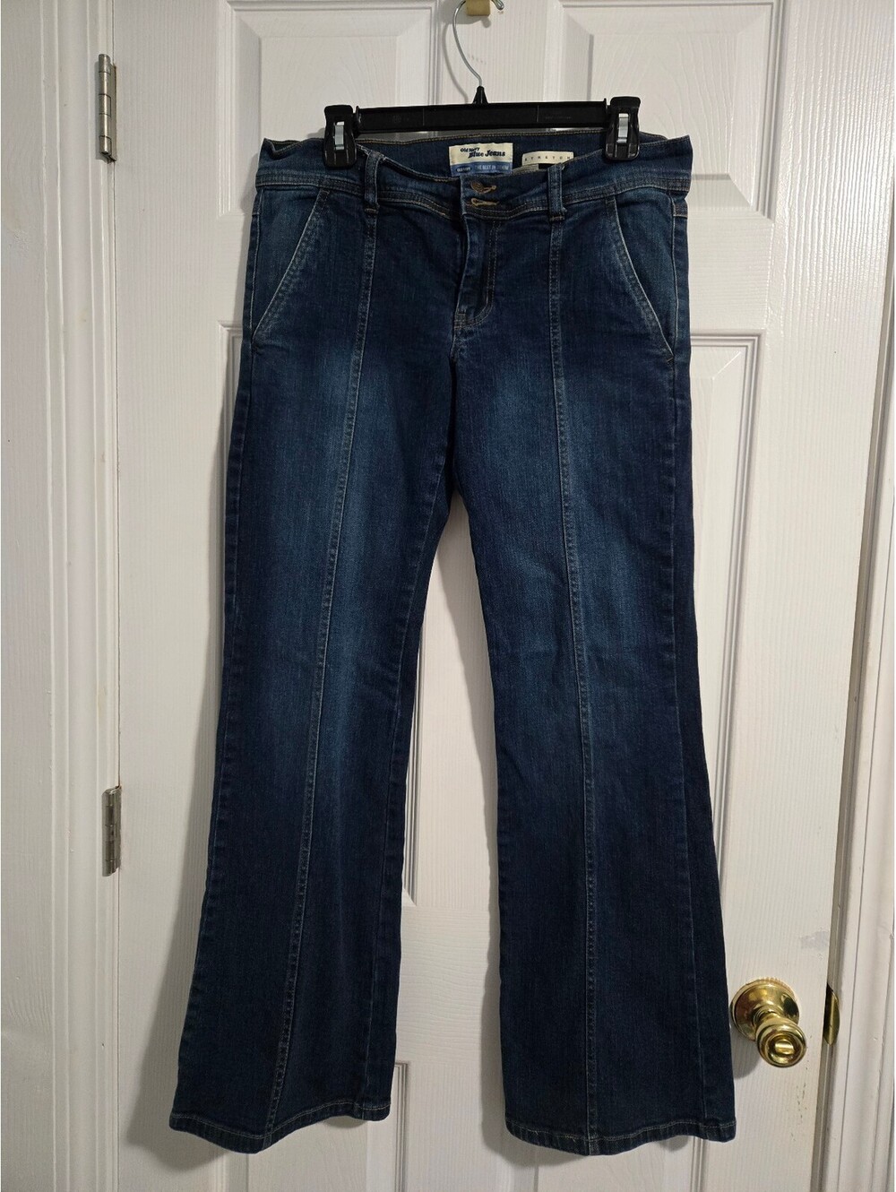 Vintage Old Navy Y2K Jeans Front Seam Flare Bootcut Dark Wash Stretch Size 12